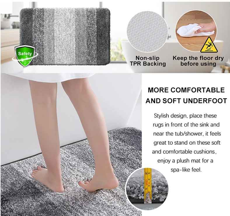 Luxury Bathroom Rug Soft and Absorbent Microfiber Bathroom Rugs
