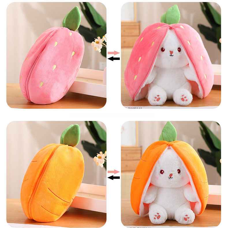 Creative Plushie Animals Plush Strawberry Rabbit | Soft Fruit Toy Rabbit