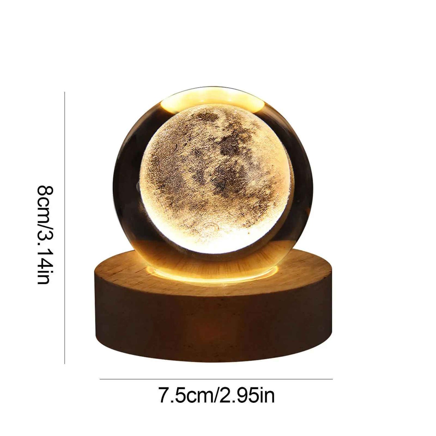 Galaxy Dreams Crystal Ball Night Light | 3D Moon & Planet Lamp