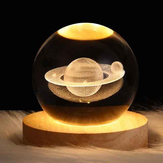 Galaxy Dreams Crystal Ball Night Light | 3D Moon & Planet Lamp