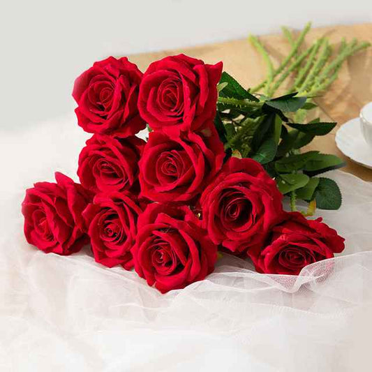 High Quality Artificial Real Touch Rose Flowers | set of 10